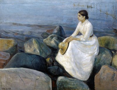 Zomernacht, Inger op het strand door Edvard Munch